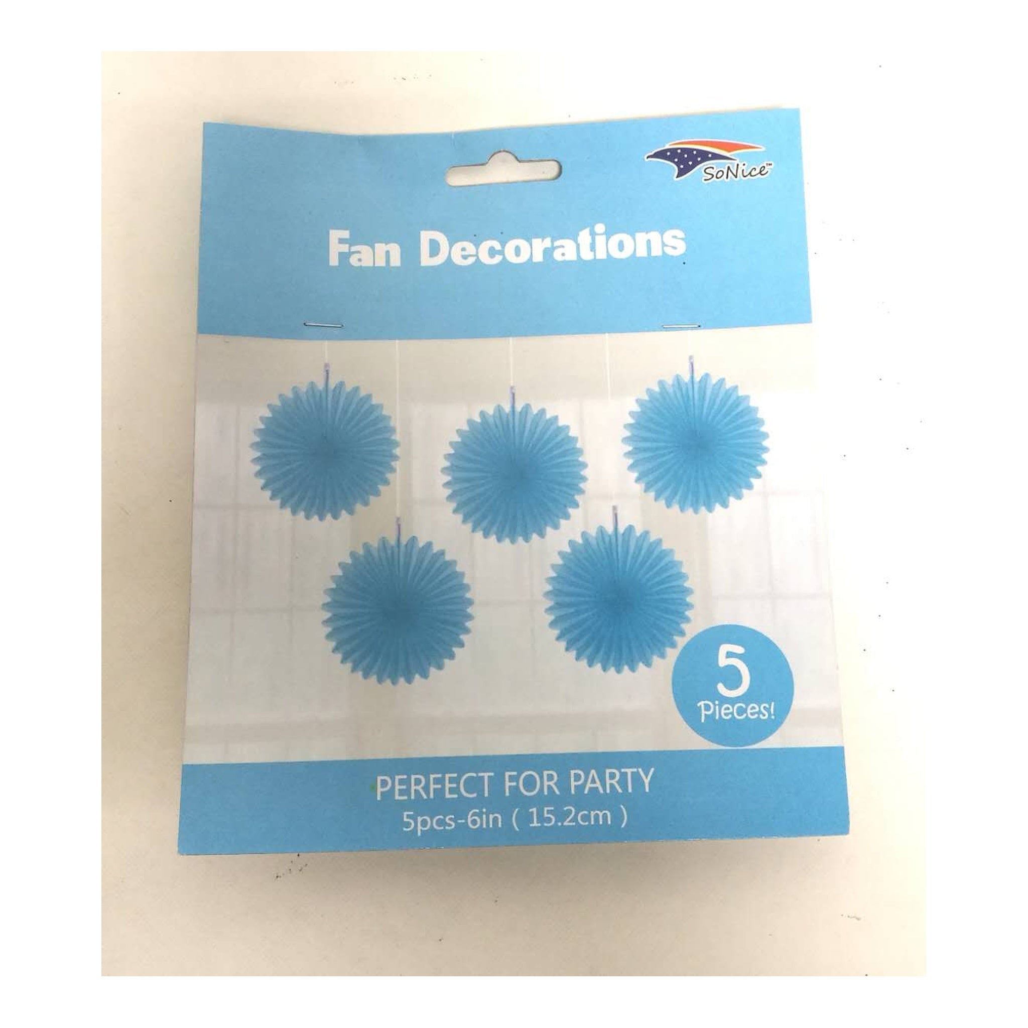(c) Tissue Fans Light Blue 5ct